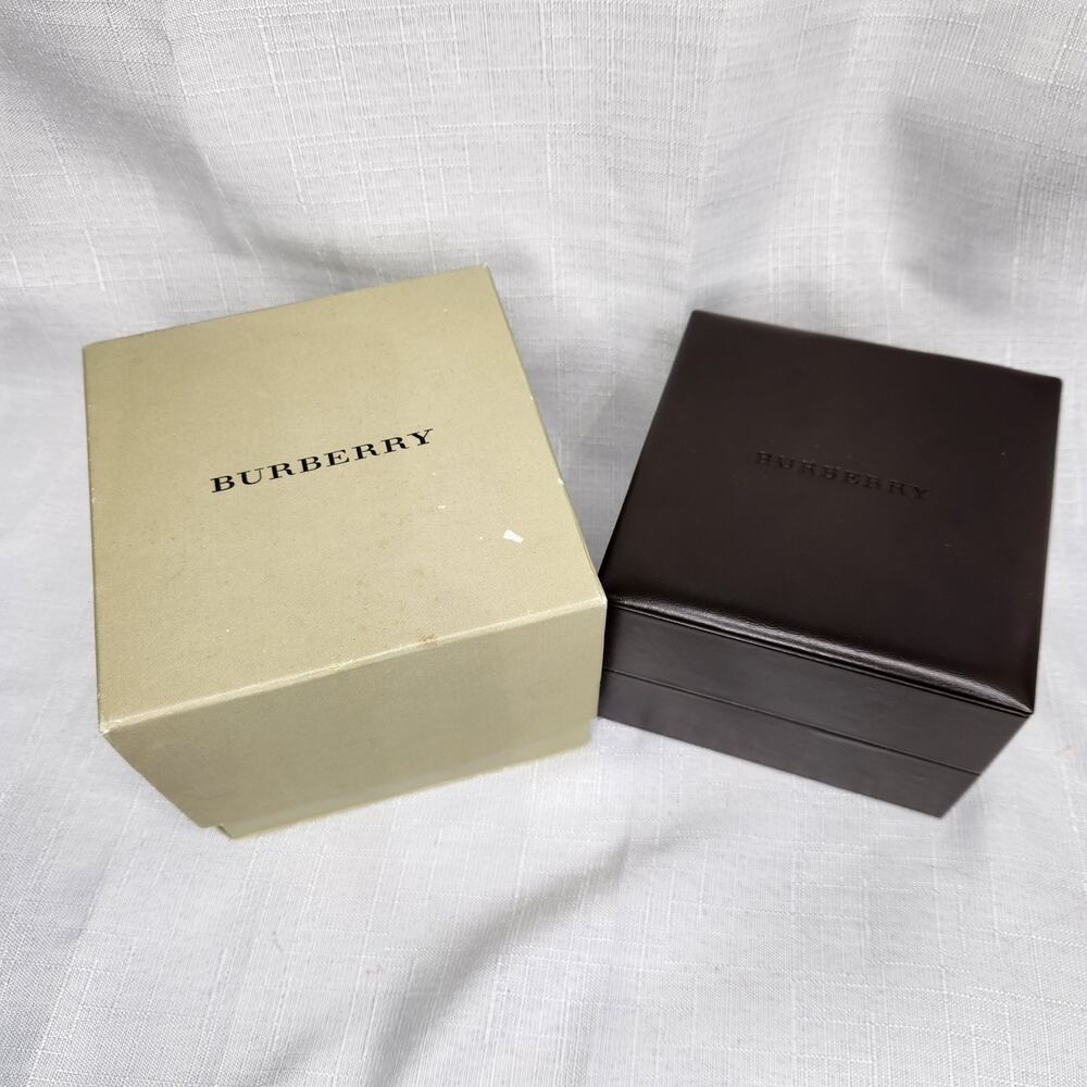 Burberry Empty Box Hinge Lid and Outer Box Square Watch Boxes Vintage